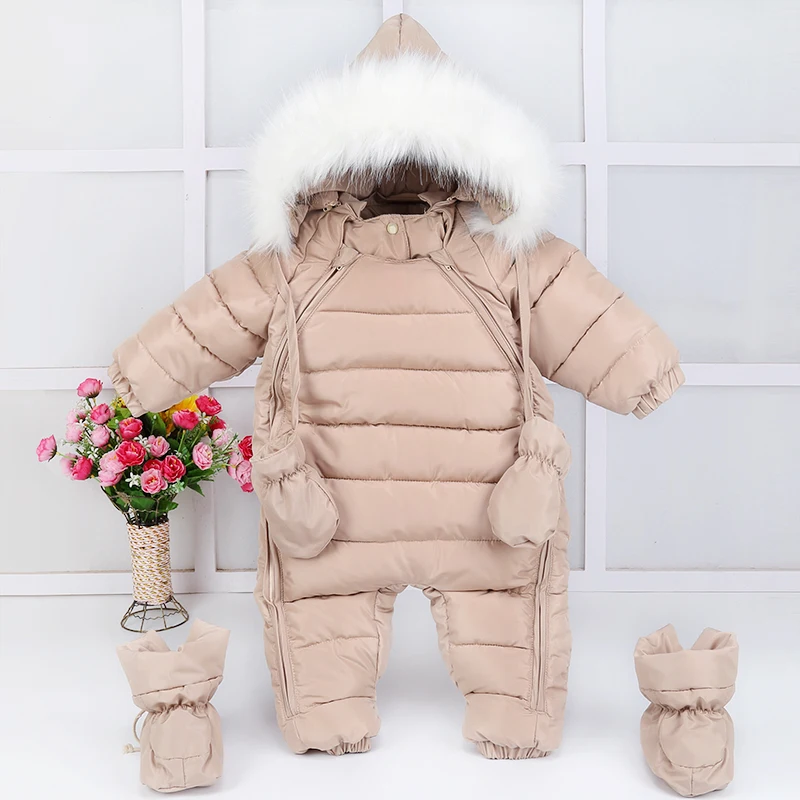Утепленные зимние комбинезоны для малышей; теплая верхняя одежда для малышей; детские куртки с капюшоном; перчатки и ножки; утепленная одежда на молнии для малышей; полный комплект