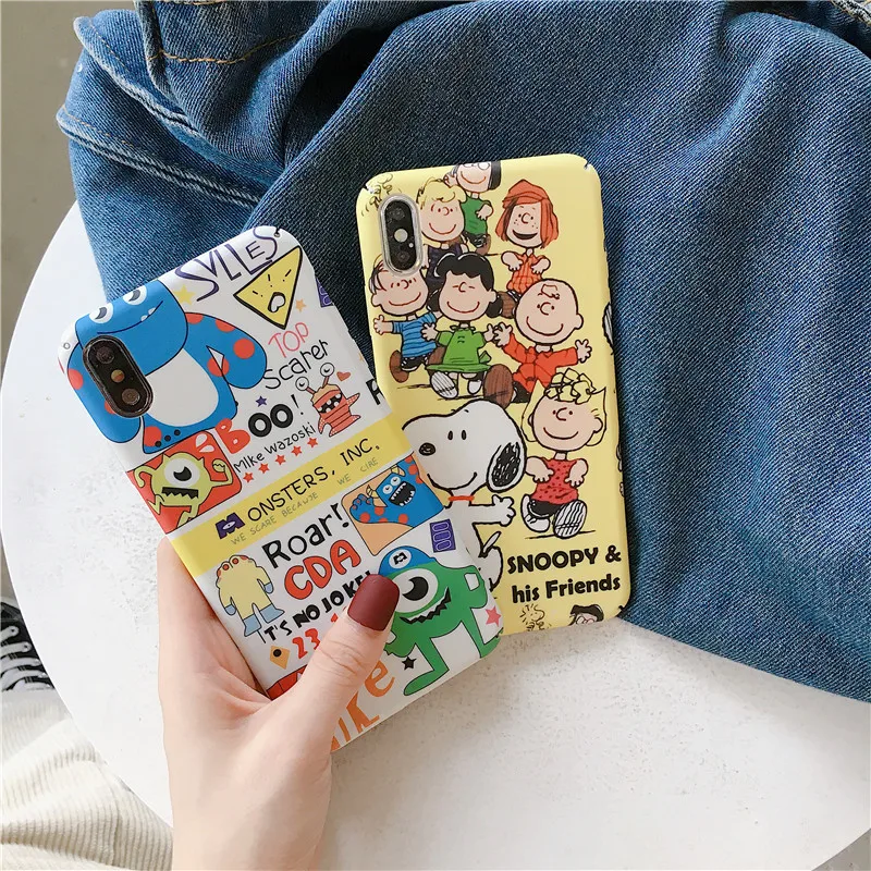 

Cute Cartoon Monsters University phone case For iphone 6 6s 7 8 plus Snoopys Family Case For iphone Xs MAX XR X back Cover