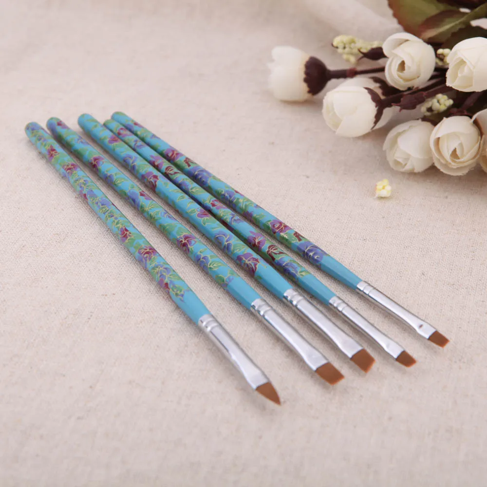Щетки для ногтей Мода Новые 5 шт./компл. Nail Art дерево УФ-гель для салона Pen Кисть плоская Комплект Дотс Инструменты для укладки
