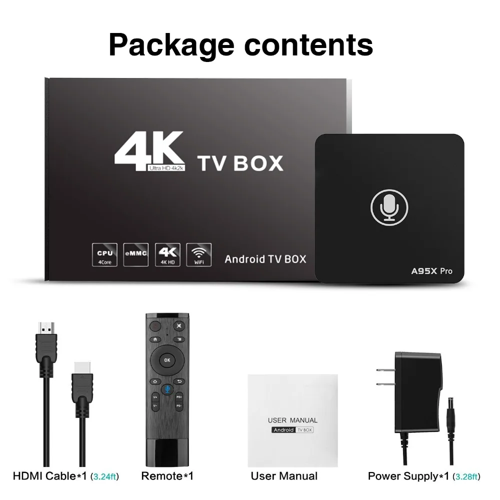 Google tv Box A95X Pro 2G 16G Smart Android 7,1 tv Box Голосовое управление Amlogic S905W WiFi LAN медиаплеер PK X96 мини X96 мини
