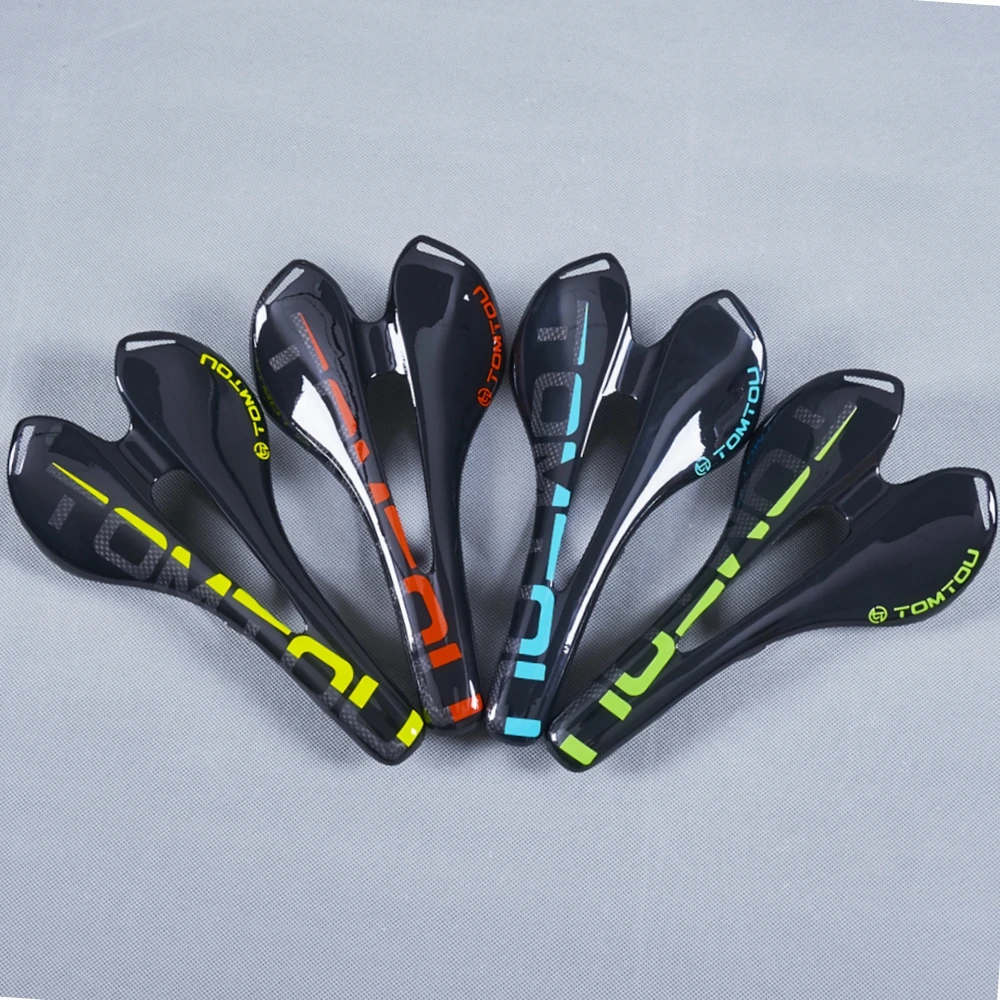 

TOMTOU Cycling Saddle Carbon Saddle Ultralight Breathable Saddle MTB Road Folding Bike Front Seat Mat Cushion 3K Glossy Black