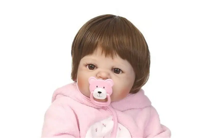 Светильник NPK коричневый цвет прямой парик для 50-58 см куклы Reborn Высокое качество куклы Reborn Sticked волосы парик NPK куклы аксессуары