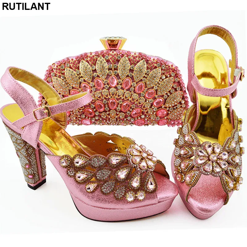 

Ladies Shoes with Matching Bags Set Designer Shoes Women Luxury 2019 Summer High Heeled Shoes for Women Elegant Crystal Shoes