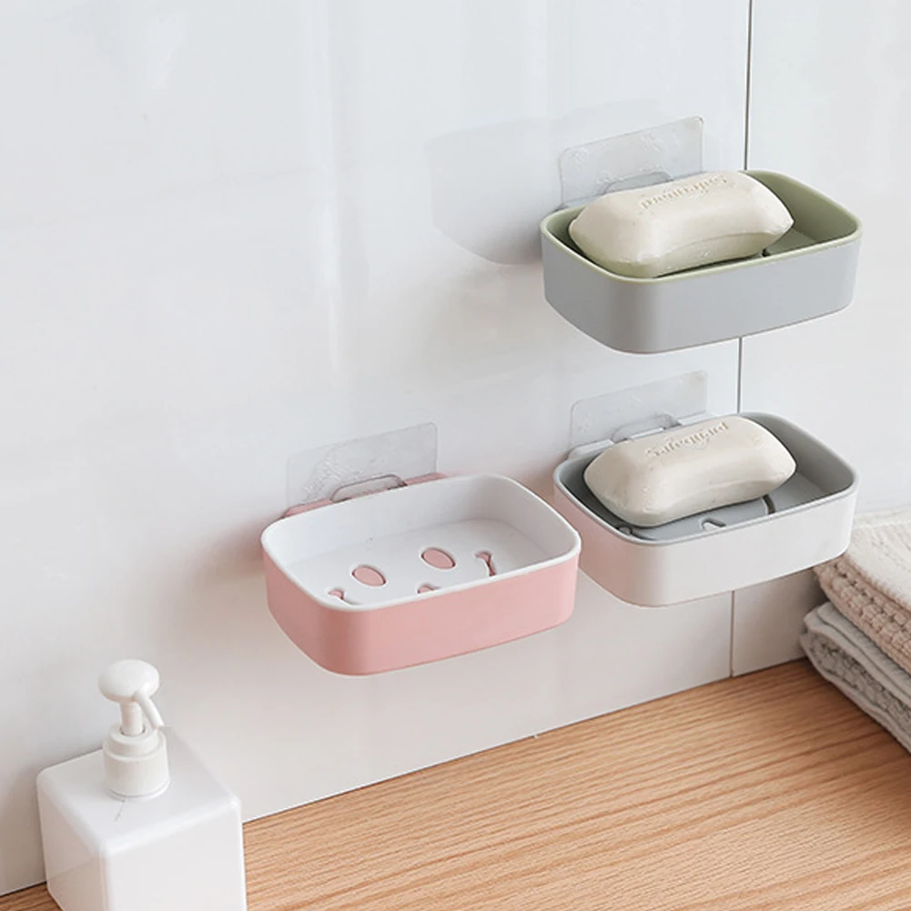 Creative Double Layer Draining Soap Storage Box Smile Face Soap Dish Holder Rack For Bathroom Shower Supplies