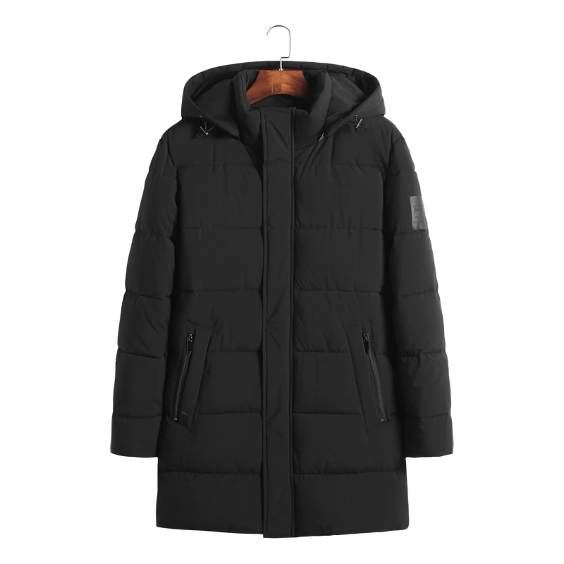 8XL 7XL 6X плюс размер мужские куртки Утепленные зимние куртки повседневная мужская парка с капюшоном верхняя одежда хлопковая стеганая куртка плюс размер - Color: black
