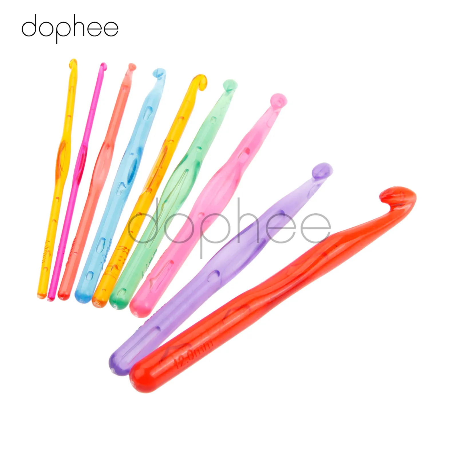 

dophee 9pcs/set Multi-Color Plastic Knitting Needles Crochet Hooks Thick Head Knitting Tools For DIY Knitting Crafts Supplies