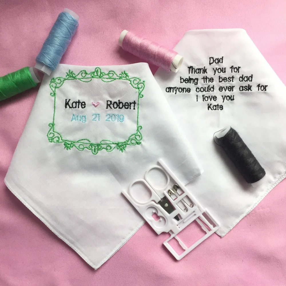 

1 Set Custom Wedding Gift to Bride Father, Embroidered Wedding Handkerchief for Father of the Bride, Personalized Wedding Gift