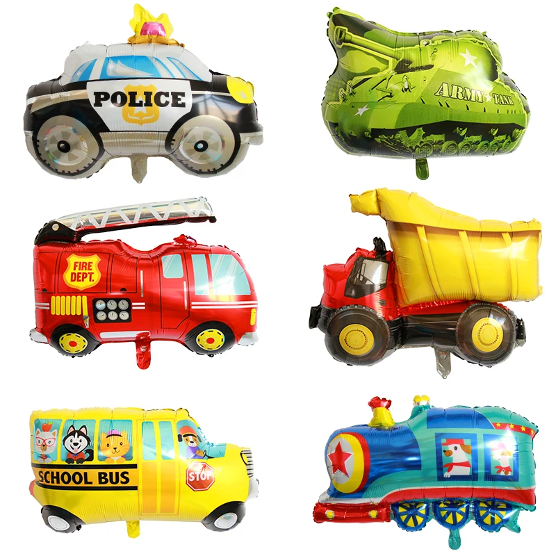 Большой грузовик фольгированный шар детский подарок Танк Поезд Автобус пожарная машина день рождения детей, мальчика вечерние украшения праздничные Мультяшные шары