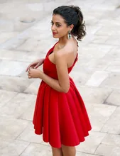 Robe de soriee Charming Red Puffy Kurze Brautkleider One-Shoulder Satin Heimkehr/Cocktailkleid Bling Mädchen Partei Kleid 2017