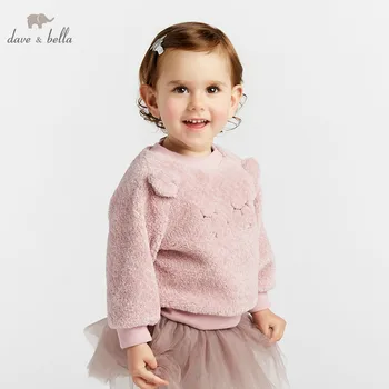 

DBM8631 dave bella baby girls autumn infant baby fashion t-shirt toddler top children high quality tees lovely grey pink clothes