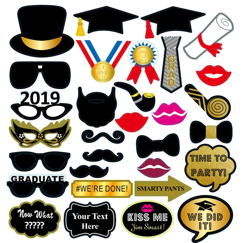 

Graduation Photo Props 2019 Graduation Party Photo Frame Photo Props Bachelor Cap Paper Beard Funny Party Photo Props Glazovin