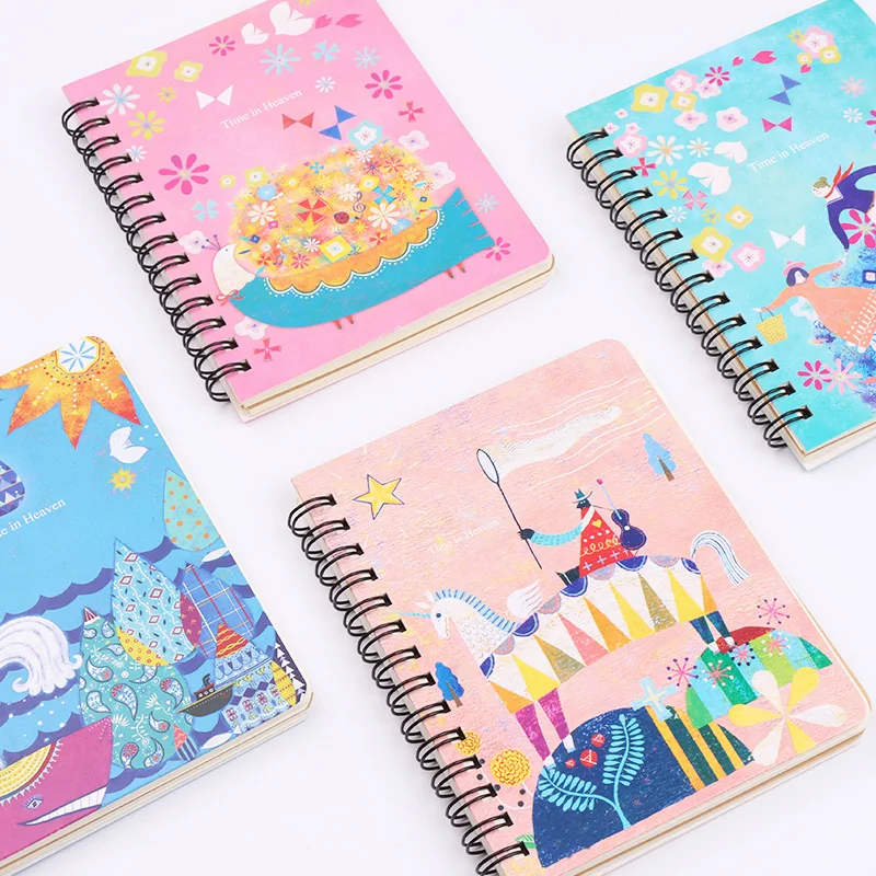 

4pcs/lot Cartoon A6 Spiral Notebook Mini Pocket Size Diary Planner Blank Pages Drawing Book Kids School Gift