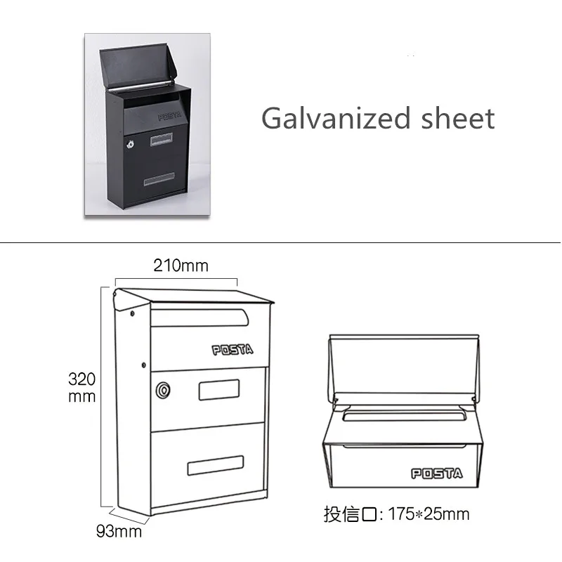 Железный почтовый ящик Садовые принадлежности Дом висячий почтовый ящик с замком ключевая буква коробка
