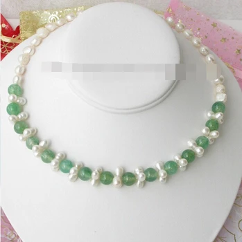 

ddh003500 Baroque white Pearl 10mm natural green Necklace