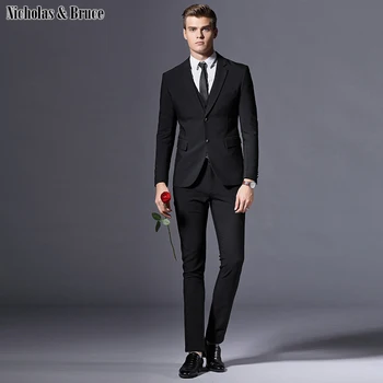 

N&B Suit Men 2019 Male Suits & Blazer Slim Fit Mens Suits With Pants 3 Piece Suit Set New Wedding Blazer Dresses Man Tuxedo SR3