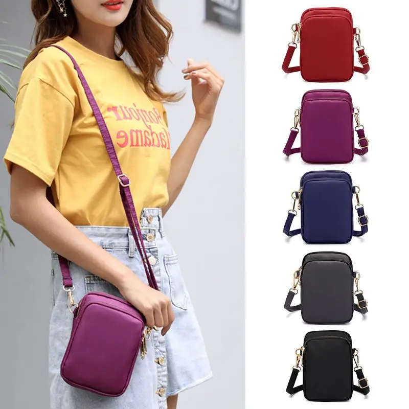 Унисекс На Молнии Nylon Crossbody Мобильный телефон сумка чехол ремень Сумочка Кошелек сумка