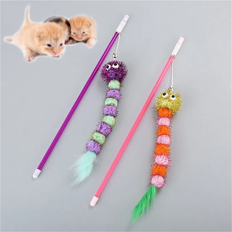 Cute Cartoon Pet Cat Feather Toys Cat Wand Play Fun Cat Catcher Teaser Sticks Kitten Cat Interactive Training Toys #F#40NV16 (2)