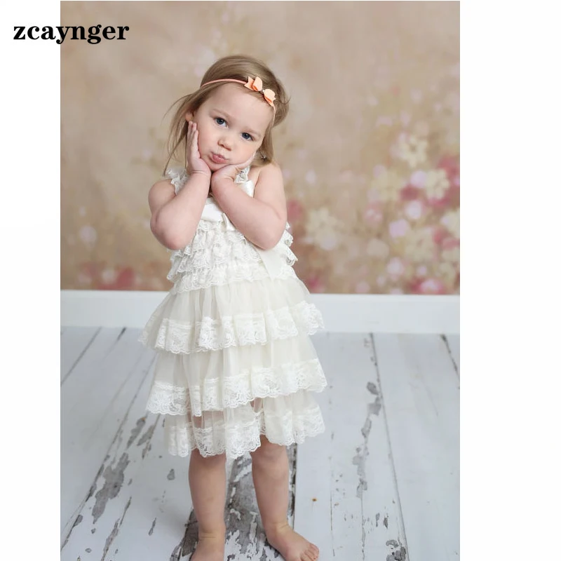Girls Dress Summer For Girl White Lace Beige One-piece Baby Clothing Daughter 2-8 Age &amp Mom Pregnant | Детская одежда и обувь