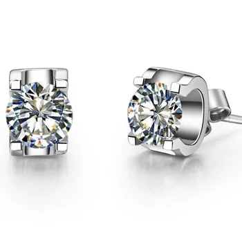

Oxhead Style 0.5CT/Piece Solid 18K White Gold Au750 Stud Earrings Simulate Diamond Female Engagement Earrings Brilliant Forever