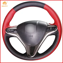 Черный, красный кожаный чехол на руль для Honda Civic 8 2006 2007 2008 2009 2010 2011(3 спицы) аксессуары части