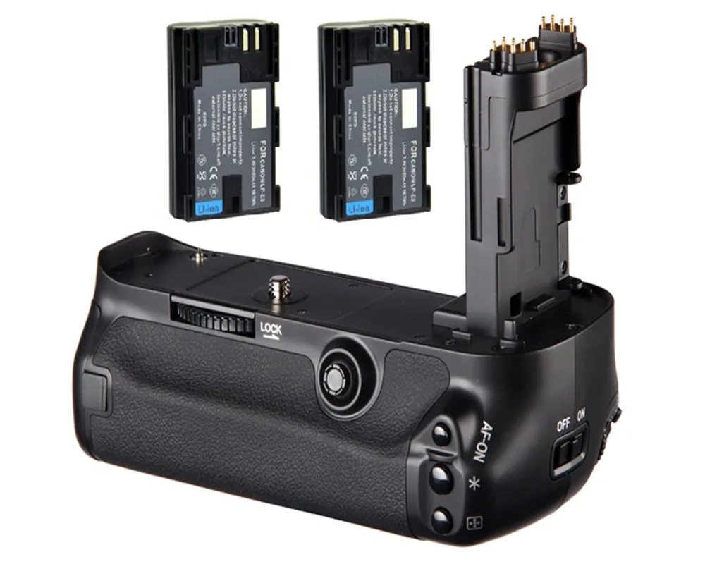 New Multi power Vertical Battery Grip Holder Pack + 2x LP E6 Battery