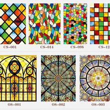 30 новых стилей на заказ Электростатическая матовая витражная плёнка на стекла, окна, церковные домашние наклейки из фольги, ПВХ самоклеющиеся оконные пленки