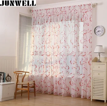 

Wholesales Chic Room Floral Tulle Curtain Window Door Balcony Lifting Sheer Valance Burn Out Organza Rod Pocket 1PC/LOT
