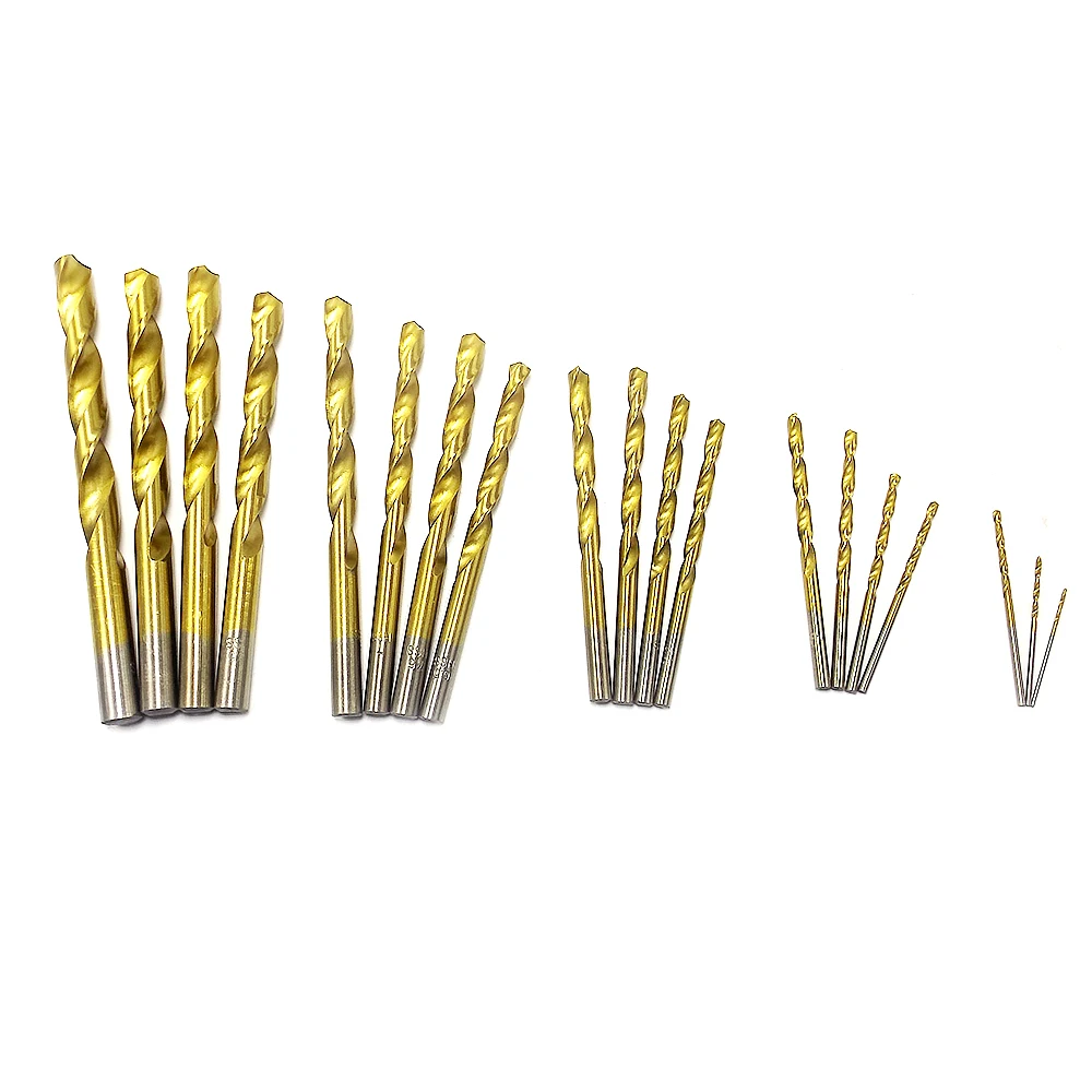 HSS titanium twist drill / drill straight shank 19pcs drill bit  1.0mm-10.0mm round handle Metal Woodworking Cutter Set