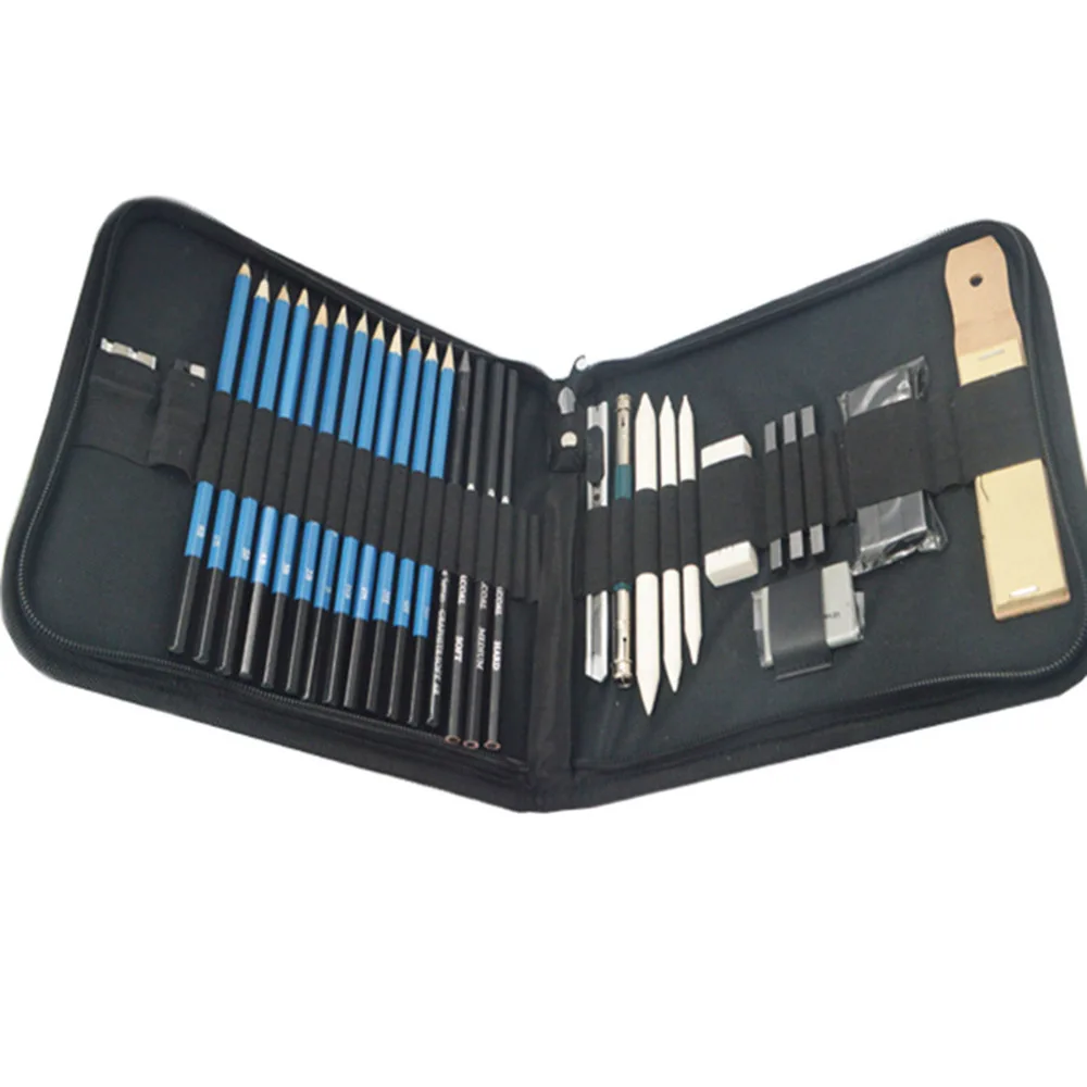 

32PCS Complete Drawing Sketching Set Includes Graphite Charcoal Pencil Rubber Sharpener Storage Case for Artist Student
