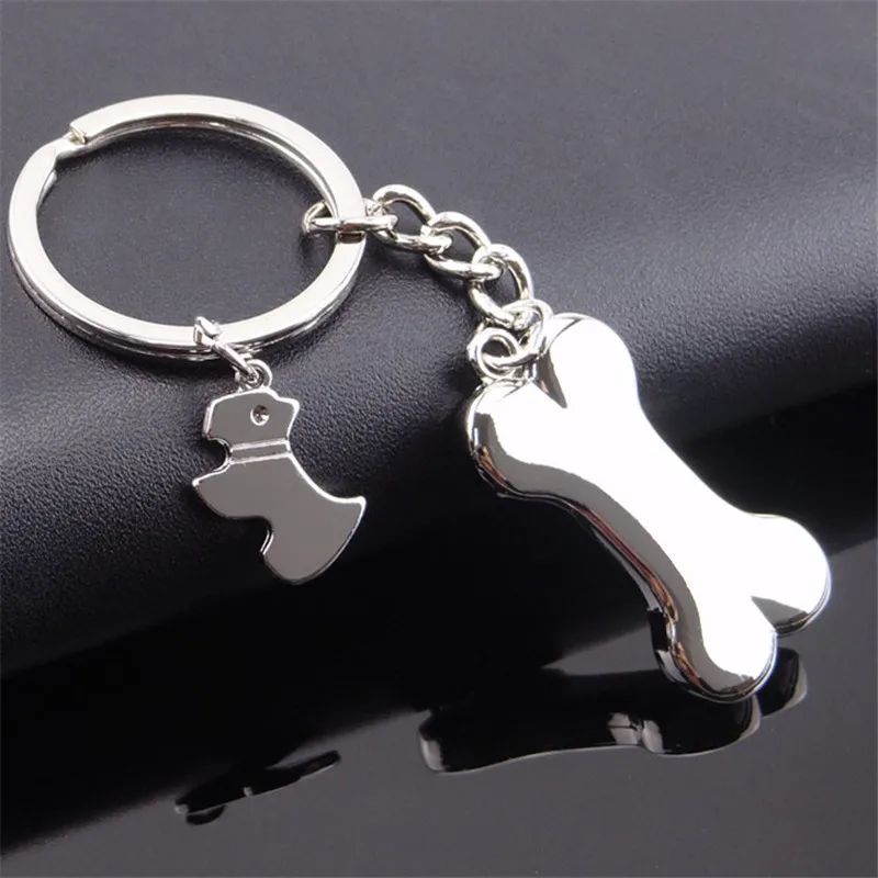 

FREE shipping With Hot Selling 2017 Zinc Alloy Dog Bone Keyrings Puppy Keychains for Gifts