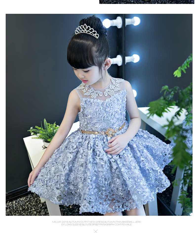 Платье с цветочным рисунком для девочек; Новинка года; милое бальное платье принцессы без рукавов для девочек; платье для свадебной вечеринки с вышивкой и поясом; JF568