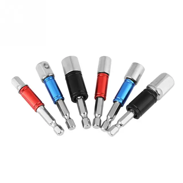 6pcs/Lot 1/4inch Shank Hex Socket Sleeve Magnetic Tools Nut Driver Set Power Tool with Extension Bar Adapter