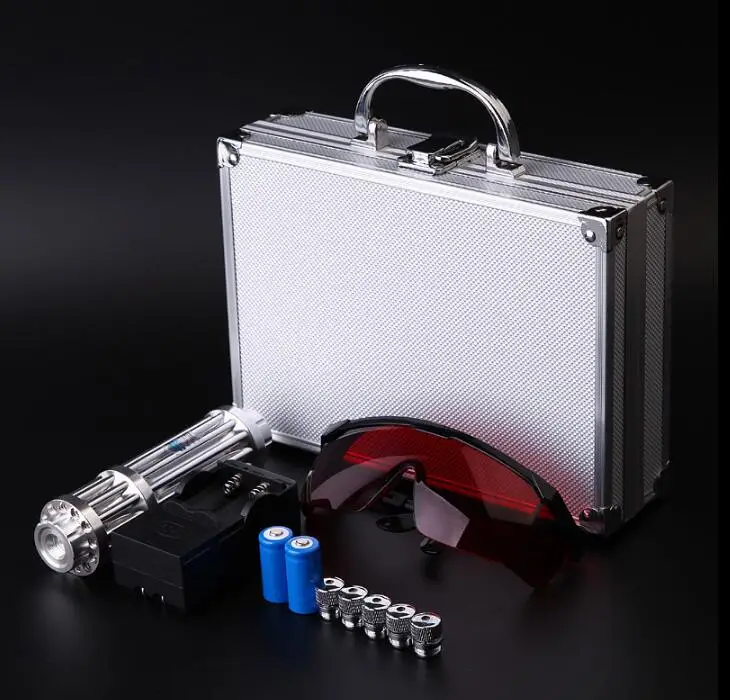 

High Power Strong 450nm Blue Laser Pointer Pen Beam Light Laser Focus Shot Bird burn paper.lit cigarette+box