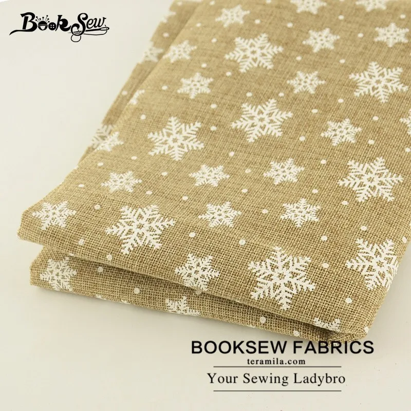 Booksew Лен Ткань 50x150 см Новогодние товары Вышивание ткань Снежинка Дизайн для