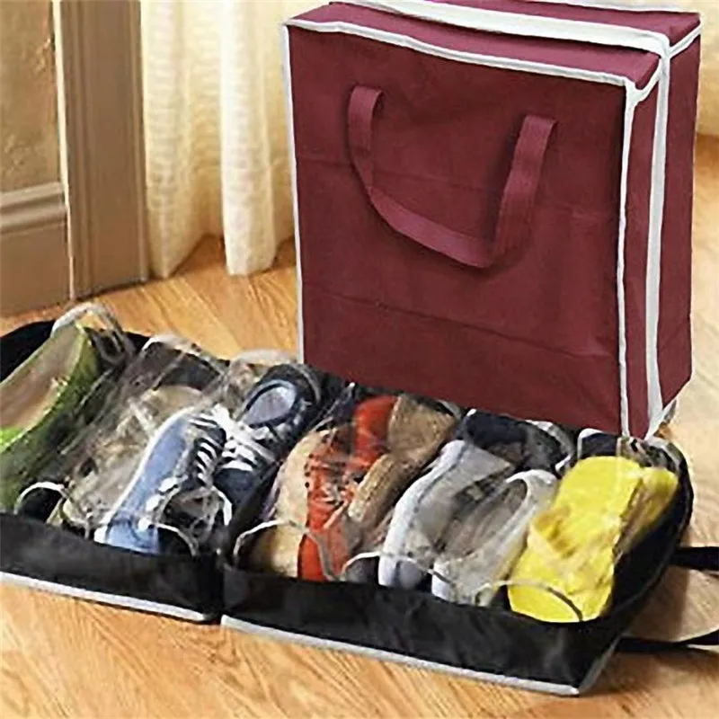 

6 Slots Portable Shoes Travel Storage Bag Zipper Dustproof Shoes Organizer Tote Pouch Outdoor Slippers Carrier Holder drop ship