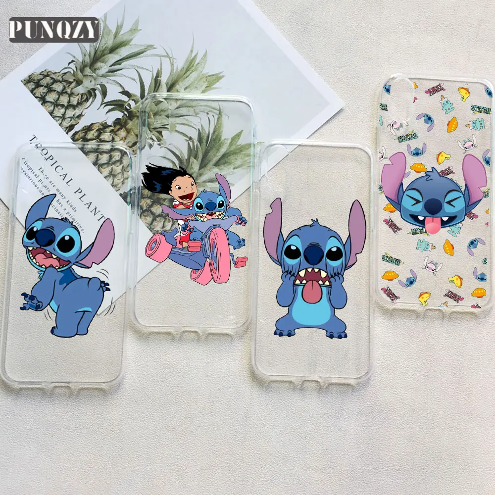 

PUNQZY Cute Stitch cartoon lilo and stitch couple Phone Case For iPhone 11 PRO MAX 7 8 Plus X XR XS MAX Soft TPU Silicone Case