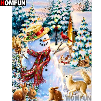 

HOMFUN Full Square/Round Drill 5D DIY Diamond Painting "Snowman rabbit" Embroidery Cross Stitch 5D Home Decor Gift A14910