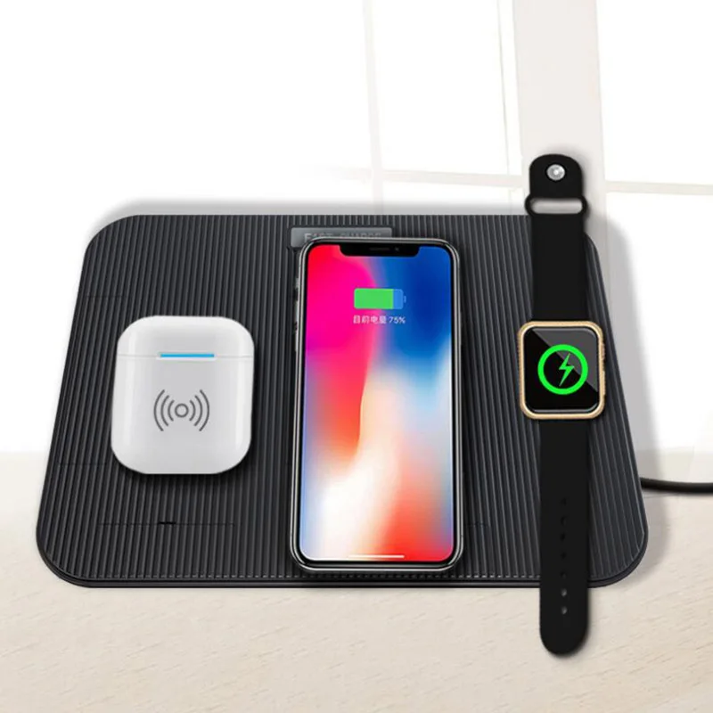 QI быстро Беспроводной Зарядное устройство для Apple Watch iPhone Airpods 8 X XR XS MAX зарядки Беспроводной Зарядное устройство для iWatch 1 2 3 4 Зарядное устройство