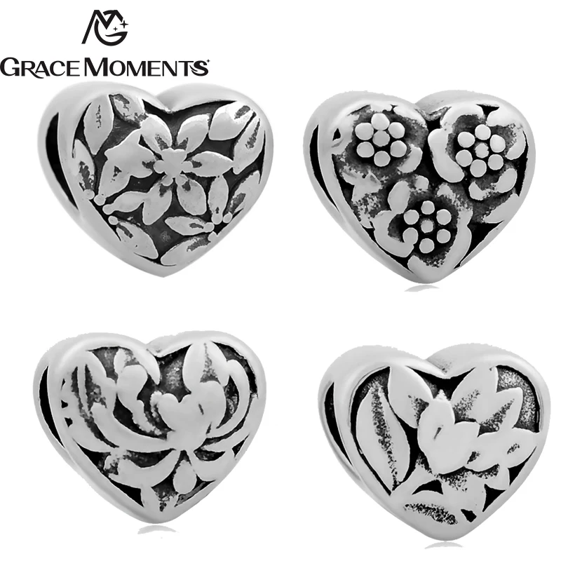 

10pcs/Lot Stainless Steel Star Hearts Flower Big Holes Spacer Beads Charm Fits European Charm Bracelets For Jewelry Making DIY