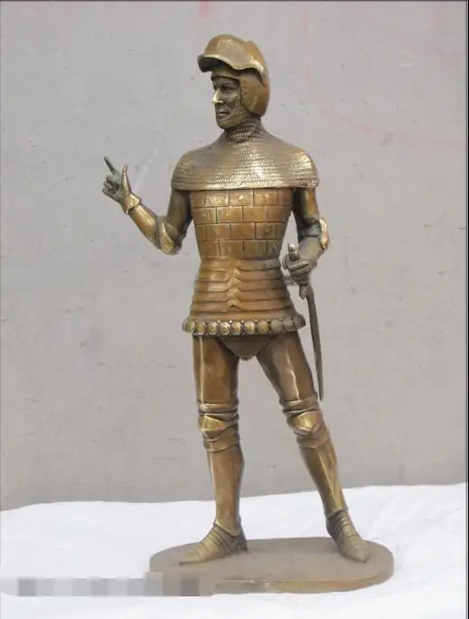 

free 14.5"Western ART Bronze Sculpture Roman Kendo helmet warrior Statue fast