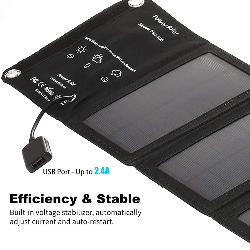 

Portable Solar Charger Foldable 10W Solar Panel with USB Port for Cell Phone Camping Travel QP2