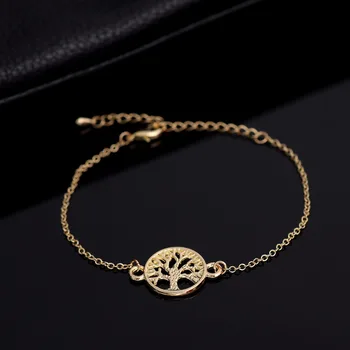 

Jisensp Fashion Link Chain Tree of Life Charm Bracelets for Women Party Gift Simple Round Men Bracelets Bangles pulseras
