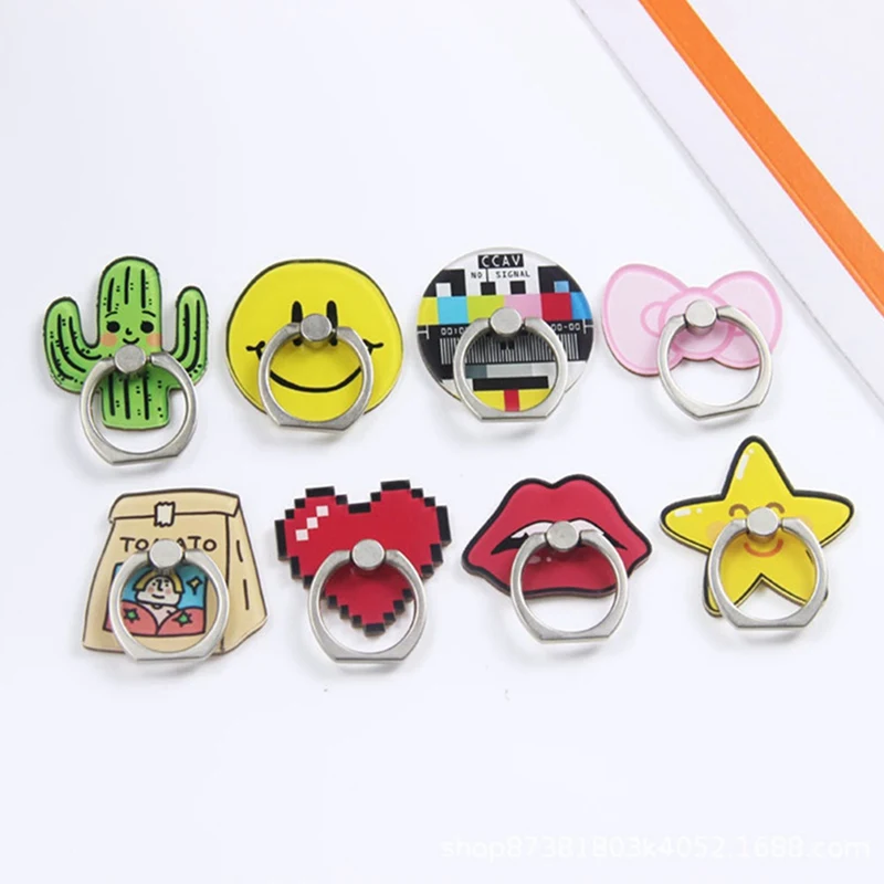 

ABS Finger Ring cute mobile phone holder Stand rings Cute Cactus Stars Lips Pattern Cartoon Smartphone Rings Support