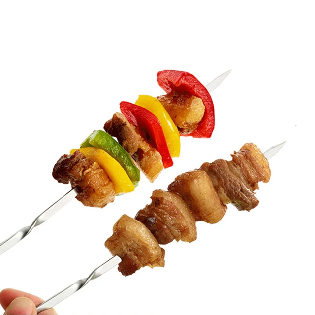 Stainless Steel Barbecue Skewer Grilling BBQ Stick Skewer Kabob Skewers