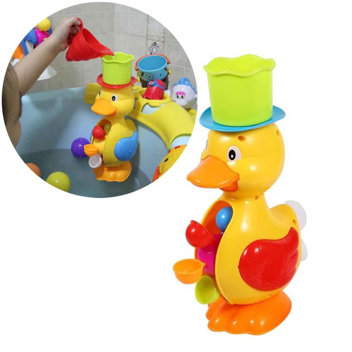 Cute Duck Bath Shower Waterwheel Toy Baby Kids Toddler Bathing Water