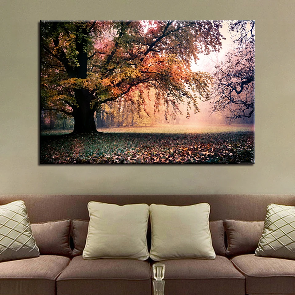 

Modern Cuadros Decoration Canvas Oil 1 Panel/Pcs Tree Landscape Painting Modular Picture Art Framework Wall For Living Room
