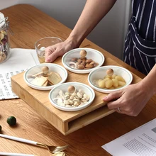 Модная керамическая Ассорти коробка для хранения еды для перекуса декоративная бамбуковая Конфета Caddy удобный органайзер посуда и посуда