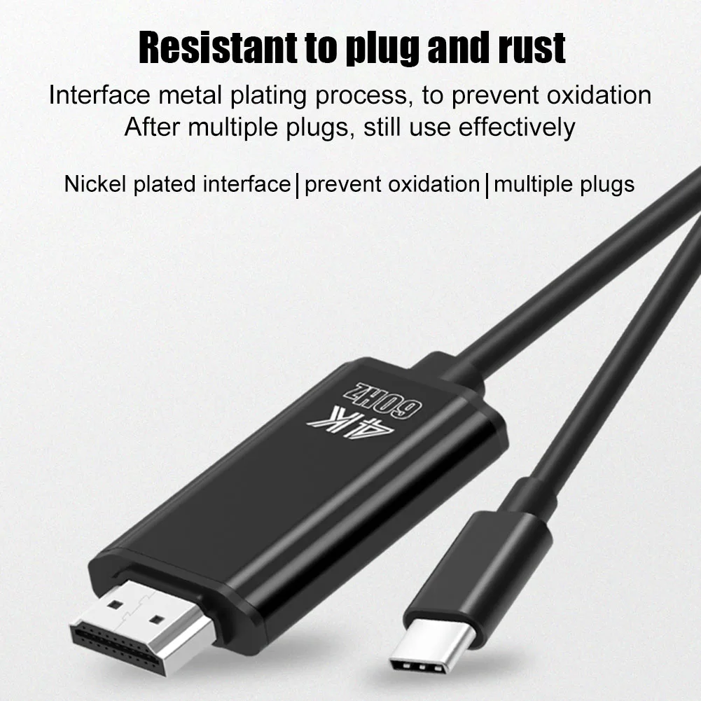 Кабель type-C к HDMI 180 см 4 к 60 Гц 1080 P HD кабель мобильного телефона ПК Подключение к телевизору Монитор Проектор Простота в использовании USB-C к HDMI