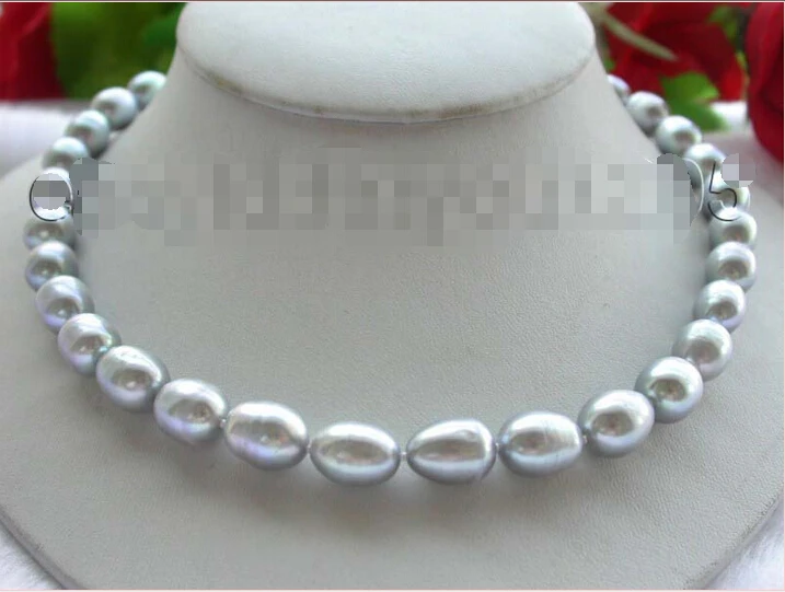 

Fast SHIPPING 17" Genuine Natural 13mm Gray Rice Pearl Necklace! NEW (A0326)