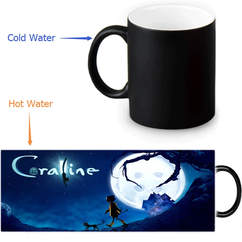 

Coraline mug 12 OZ/350ml morphing coffee mugs novelty heat changing color transforming Tea Mugs
